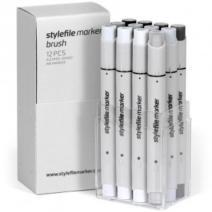 Stylefile Marker Brush Set 12-Neutral Grey