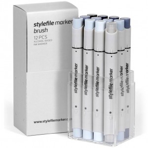 Stylefile Marker Brush Set 12-Cool Grey