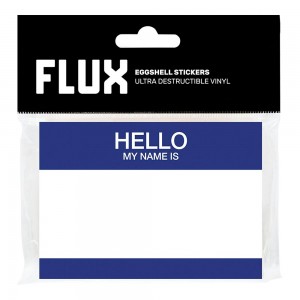 FLUX 50 stickers Eggshell Hello My Name Is Bleu